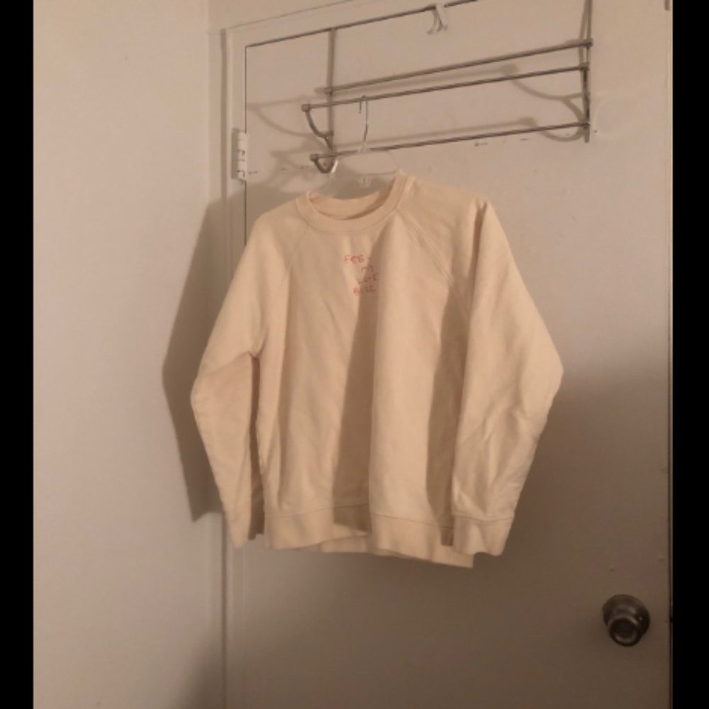 Anni Lu Womens Yellow Embroidered Sweatshirt Size M